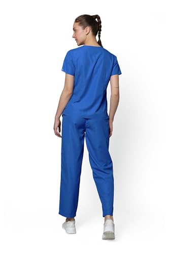 Image of KNYA Classic Women's 5-Pocket New Gen Scrubsuit | V Neck | Customized Name Embroidery | Flexibile & Comfortable Top & Bottom | Easily Accessible Pockets | Uniform for Doctors