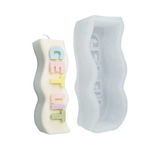 TOPYS Wave Alphabet Letter Pillar Silicone Resin Mold Candles Molds