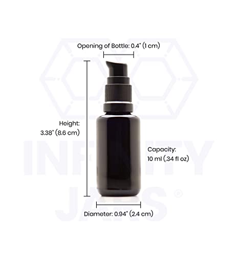 Infinity Jars 10 Ml (.34 Fl Oz) Black Ultraviolet Glass Push Pump Bottle #TOP2