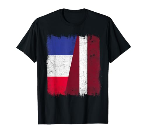 Demi-Drapeau français Lettonie Patrimoine français letton T-Shirt