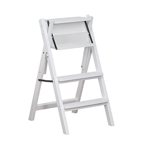 Chaise d'échelle à 5 marches pliante en bois pour bibliothèque et maison - 2