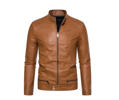 Men's Winter Leather Slim Jacket Long Sleeve Single Breasted Solid Jackets