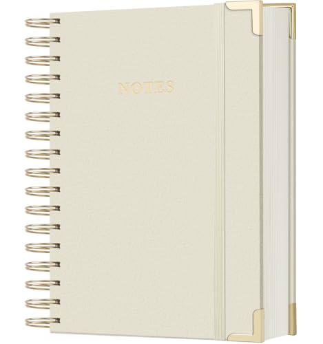 ALKALO Spiral Notebook Journal, 328 Pages Linen Hardcover College Ruled Notebook, Lined Thick Journals for Women Men, A5 Thick Spiral Journal for Writing, 100GSM Paper, Cute Notebooks for Work School