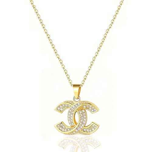 Gold Initial Necklace for Women Luxury 18K Gold Diamond Necklace Classic Necklace Pendant Jewelry Gifts for Women