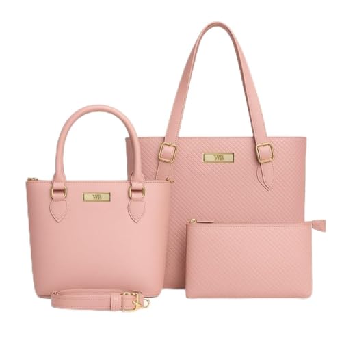 Kit 2 Bolsas Grande + Media Com Transversal + Carteira Willibags (Rosa)