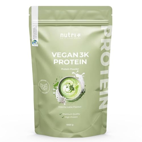 Nutri + Proteína vegana en Polvo Matcha Latte 1 kg   76% Proteína   3k Protein Powder   Mezcla de Proteínas sin Leche y sin Lactosa 1000g