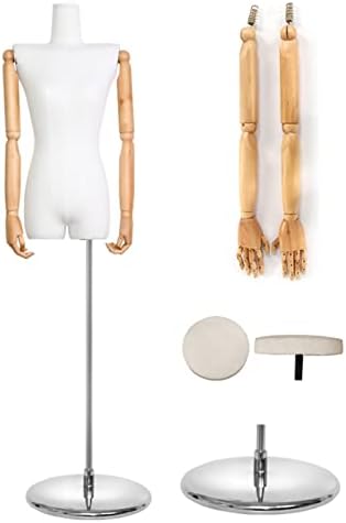 Female Tailors Dummy Mannequin Torso Mannequin Stand, Female Dress Form, Half Body Mannequin Torso With Removable Solid Wood Arm, 55-79'' Adjustable Manikin, Apply To Clothing Jewelry Pants Display