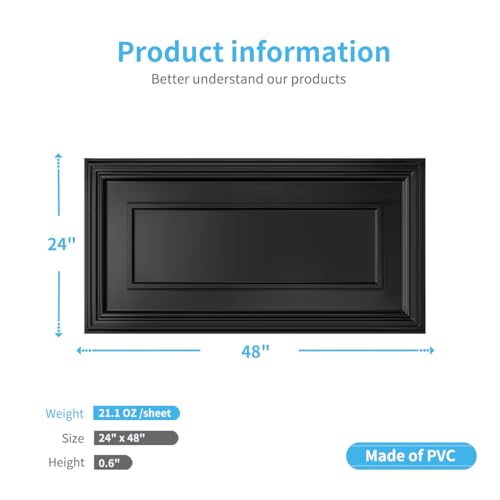Image of Art3d 12-Pack Drop Ceiling Tiles, 24x28 Inch PVC Panels in Black