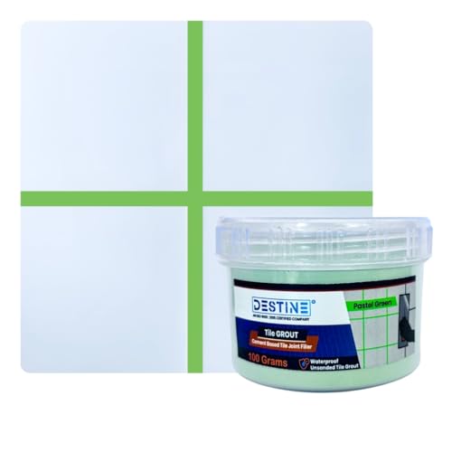 Image of DESTINE READY-TO-MIX inchTILE GROUT inch (16 COLOURS) (ALL PACKS: 100 Gm,250 Gm,400 Gm,800 Gm,1 Kg), Waterproof, Crack Filler, Cement Based Tile Gap Filler (100 g (Pack of 1), Pastel Green)