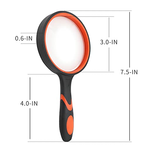 2 Pack 75Mm 10X Handheld Magnifying Glass Shatterproof Reading Magnifier For Seniors And Kids, Real Glass Magnifying Lens With Non-Slip Rubber Handle For Reading Hobbies And Science (Orange+Green) #TOP1