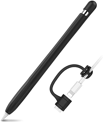 AHASTYLE Silicone Case for Apple Pencil 1st Generation [Added Cable Adapter Tether] Anti-slip Apple Pencil Cover Protective Case Compatible with Apple Pencil 1st Gen (2 Pack, Light Blue & Pink)