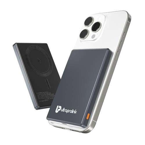 Image of UltraProlink 5000mAh Slimmest Wireless Magnetic Mag-Safe Power Bank| 22.5W Fast Charge Type C Port with PD-PPS Support |Charging for iPhone Series 16,15,14,13 | Made in India |Grey|Juice-Up Mag 4