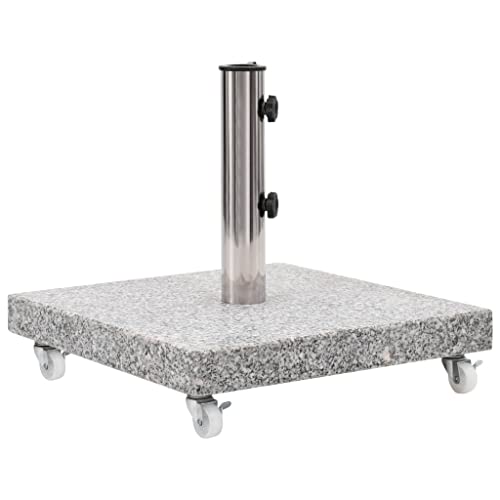 FurturHome Umbrella Base with Wheels | Mobile Outdoor Umbrella Stand | Square Parasol Base for Patio, Lawn, Garden | Gray Granite 17.7