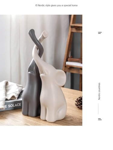 Figura decorativa cerámica elefantes pareja mediana miniatura 6
