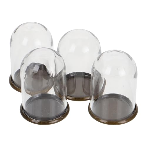NUOBESTY 4 Piezas Cúpula de Vidrio Transparente con Base de Metal Mini Vitrina Expositora para Flores Preservadas Decoración para Casa de Muñecas y Microlandscape