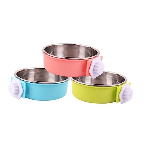 Abaodam ステンレス製の犬用ボウル 猫の水 給水器付きペットボウル ペットフィーダー 猫ボウル ぶら下げケージボウル ケージ小屋ボウル ステンレス鋼 ピンク