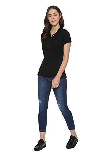 Image of Allen Solly Women's Polo Neck T‑Shirt | Soft Touch Fabric | Regular Fit | Solid Casual Tee