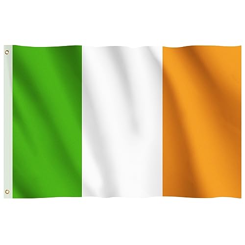 Irish Flag Hianjoo Ireland Flag 5ft x 3ft with Eyelets Coronation Vivid Color Fade Proof Polyester Canvas Header Double Stitched St. Patricks Day Rugby Football Party Decoration 90 * 150CM