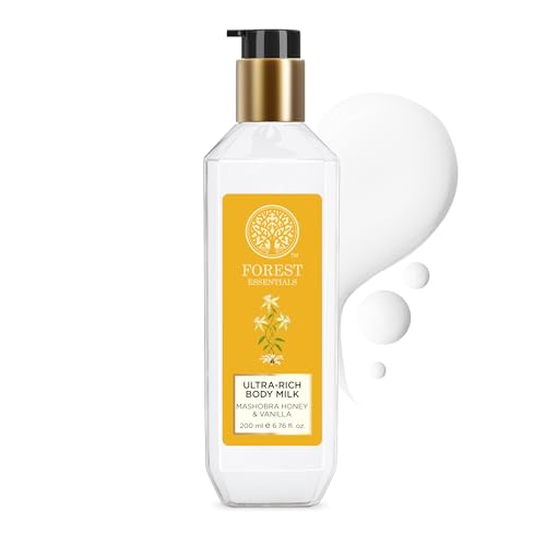 Image of Forest Essentials Ultra-Rich Body Milk Mashobra Honey & Vanilla| Natural Moisturizing Body Lotion For Instant Hydration | Ayurvedic Body Moisturizer, Paraben Free| For Women & Men | 200 ml (Pack of 2)
