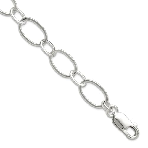 925 Sterling Silber poliert 19 cm ausgefallenes Gliederarmband Karabinerarmband für Damen