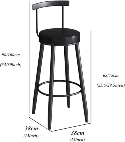 Tabouret de bar en simili cuir café de 75 cm avec dossier confortable - 7
