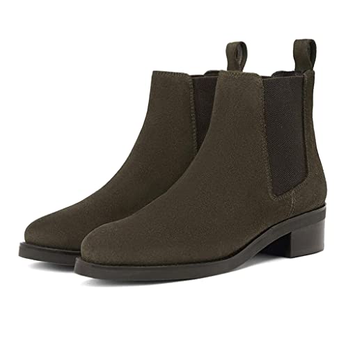 Image of SaintG Tan Suede Leather Chelsea Ankle Boots for Women