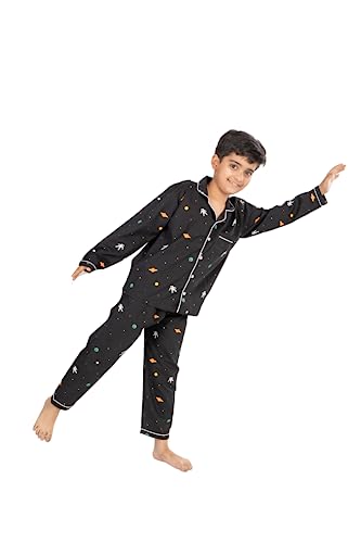 Image of Kids Nightwear|Night Suit |Printed Full Sleeves Shirt-Pyjama | Unisex Printed Cotton Night Suit Set Kids Girls Boys Wear