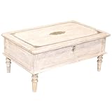 Orientalischer indischer Truhentisch Landhaus Couchtisch White Wash Abanoub, Handarbeit, 100x60x45cm