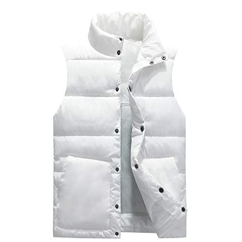 MEIbax Chaleco de Pluma y Algodón para Hombre otoño Invierno Standing-Collar Calor Chalecos Sin Mangas De Plumas Chaquetas Acolchado Cazadoras de El botón del Color Puro del Bolsillo