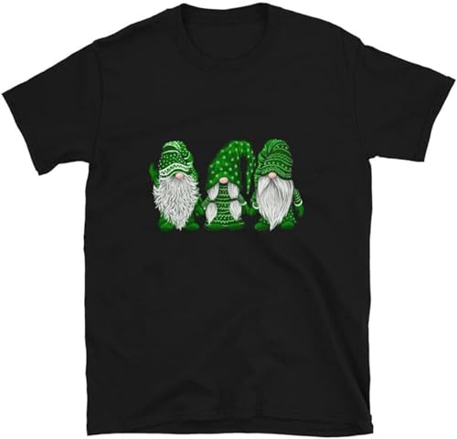 RRWDXSF St Patty's Gnomes Cute Funny St Patrick's Day Gift T-Shirt Black Manches Courtes(Medium)