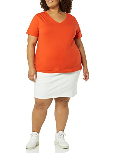 Image of Amazon Essentials Women's Plus Size Short-Sleeve V-Neck T-Shirt