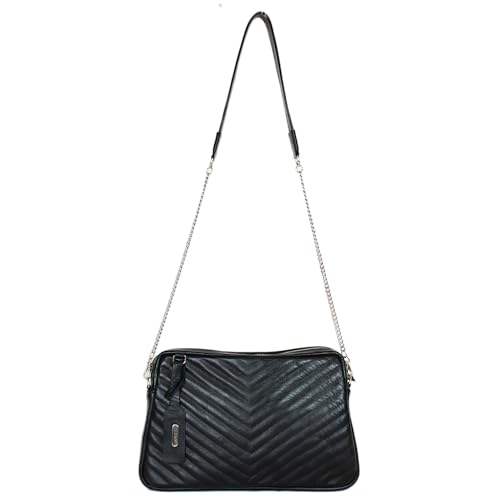 BOLSA FEMININA COM MATELASSÊ EM COURO BOVINO LEGÍTIMO 1001 (preta)