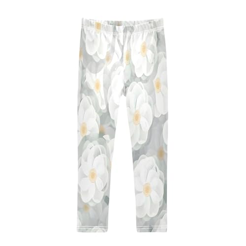 Bolaz Toddler Girls Leggings Printed Yoga Pants Leggings White Flowers for Kids