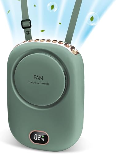 Yakiter Portable Hanging Neck Fan USB Portable Neck Fan Mini Hanging Neck Fan with Adjustable Lanyard and Bracket 3 Speed for Women Kids Girls Men Outdoor Travel Camping Park Fan (Green)