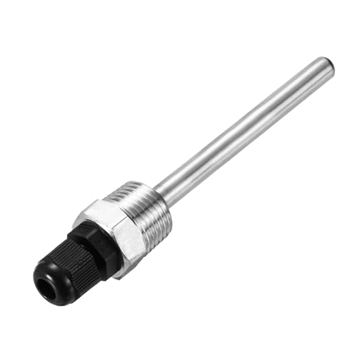 uxcell 8mm Dia G1/2 Thermowell Weldless Stainless Steel 304 with Cable Gland 100mm Length for Beer Fermenter, Black