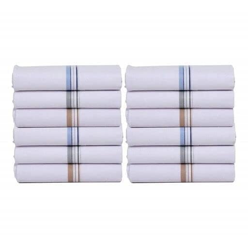 Pure Cotton 100% White Border Handkerchie Hanky Pack of 12 Pcs Men Women full size-image-36