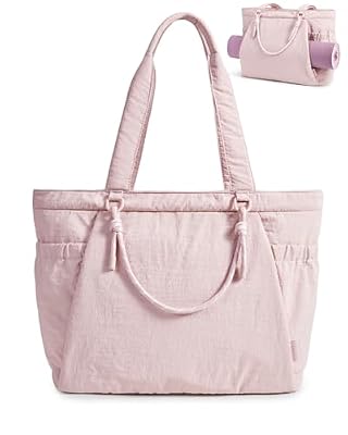 BAGSMART Yoga Tote Bag for Women with Knotted Handle, Lightweight Pilates Bag with Yoga Mat Holder, Gym Bag for Work Travel