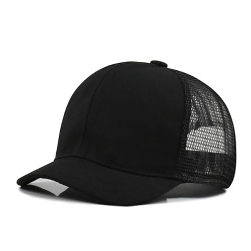 talajee Short Brim Mesh-Back Baseball Cap Adjustable Washed Breathable Cotton Unconstructed Plain Dad Hat for Men Women (US, Alpha, One Size, Black)