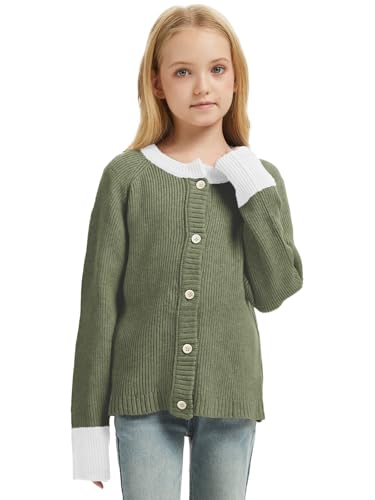 Girls Cardigan Sweater Kids Color Block School Uniforms Button Down Long Sleeve Knit Tops Tweens Winter Clothes3