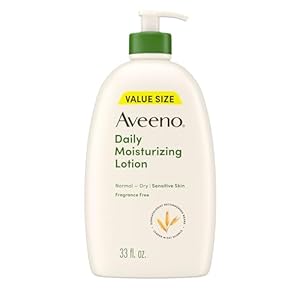 Aveeno Daily Moisturizing Body Lotion, Fragrance-Free Light & Creamy Lotion for Dry, Sensitive Skin With Prebiotic Oat Nourishes & Strengthens Skin’s Moisture Barrier, Value Size, 33 fl oz