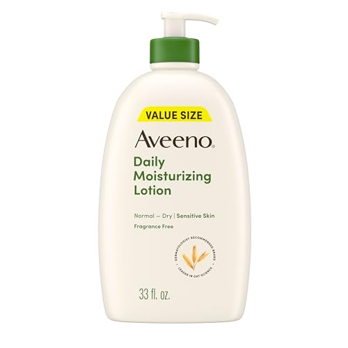 Aveeno Daily Moisturizing Body Lotion, Fragrance-Free Light & Creamy Lotion for Dry, Sensitive Skin With Prebiotic Oat Nourishes & Strengthens Skin's Moisture Barrier, Value Size, 33 fl oz