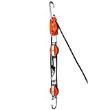 Tie Boss - Self Locking, Block and Tackle Pulley Hoist System with 35 ft of Polypropylene Solid Braided Rope. (Rated for 300lbs)