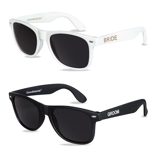 GroomBrideGifts Bride and Groom Sunglasses Polarized Sunglasses for Wedding Bride to be and groom to be gifts for Couple
