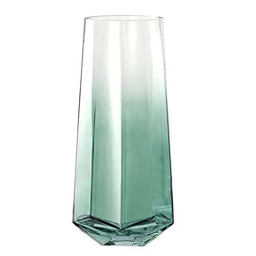 Laughhe Vaso di Fiori in Vetro, Altezza 25cm Conico in Vetro Vasi Di Cristallo Per Fiori, Vaso Di Vetro Senza Piombo Bottiglia da Piante e Fiori Trasparente Vasi Decorativi per Casa Ufficio (verde)