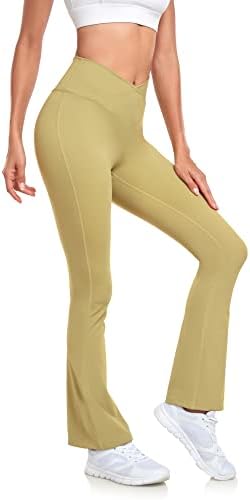TURBOFIT Flare Yoga Pants for Women V Crossover Buttery Soft High Waist Bootcut Pants Casual Workout Leggings