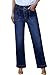 BLENCOT Women's Jeans Maternity High Waisted Straight Leg Stretchy Jeans Pregnancy Casual Trendy Pockets Loose Wide Leg Zimbaplatinum Denim Pants Bluing L
