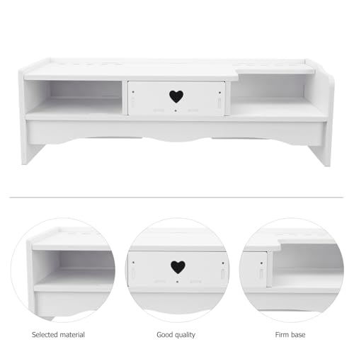 Elevador para Monitor de Computadora de PVC Blanco para Oficina, Diseño Simple y Práctico, Organizador de Escritorio miniatura 4