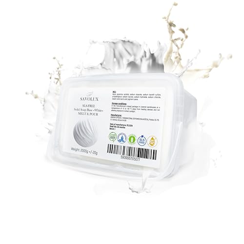 Base de Jabón de Glicerina Blanca SAVOLUX 2 kg - Ideal para Jabón Hecho a Mano, Base para Jabón Artesanal, Transparente y Suave, Perfecta para Personalizar con Colores y Fragancias