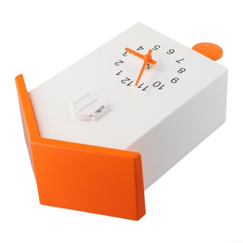 Oniissy Reloj de pared con forma de llamada, diseño de casa de pájaros, decoración para el hogar, sala de estar, oficina, reloj de pared colgante, péndulo de cuco para dormitorios (blanco y naranja)