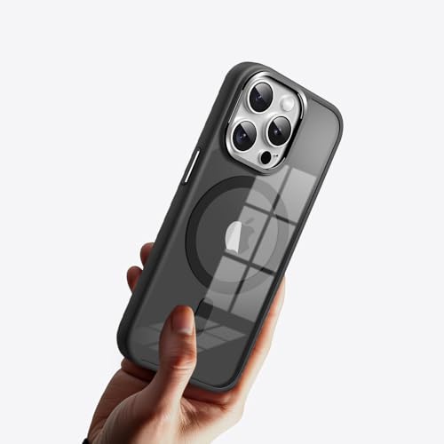 Image of KARWAN?Translucent Hybrid Case with Metal Ring Phone case Cover for iPhone 14 Pro |Compatible with N52 Strong Magnets Mag| Wireless Mag-Safe Charging -(Black)